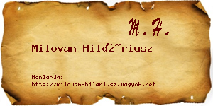 Milovan Hiláriusz névjegykártya